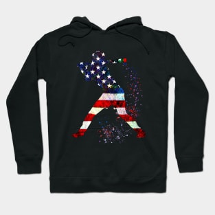 Girl Baseball Batter American Flag Watercolor Hoodie